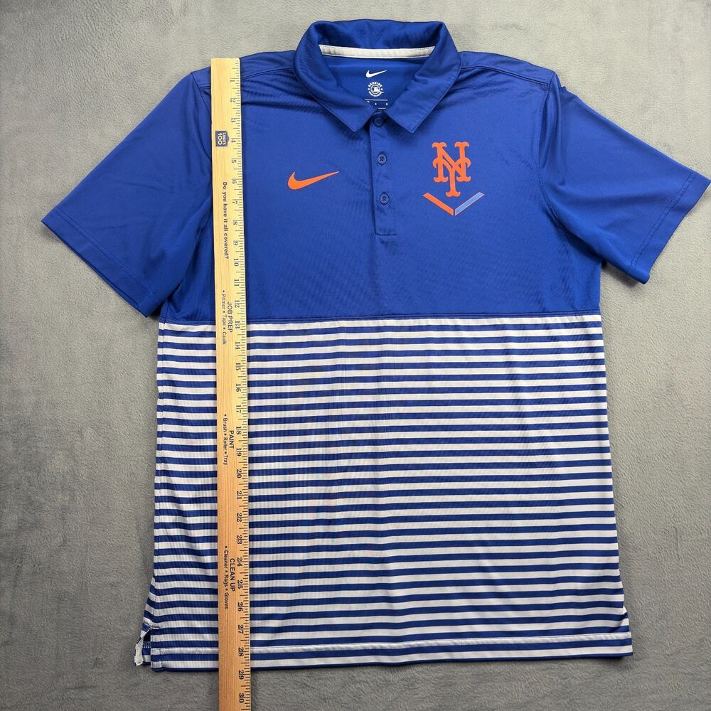Nike NY Mets Polo Shirt Men's Large Blue Striped Performance Baseball Golfing - Picture 5 of 8